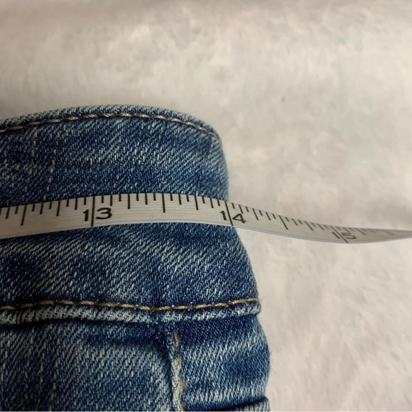 WHBM slim crop jeans size 0P multicolored stitching on the bottoms and legs - Picture 9 of 15